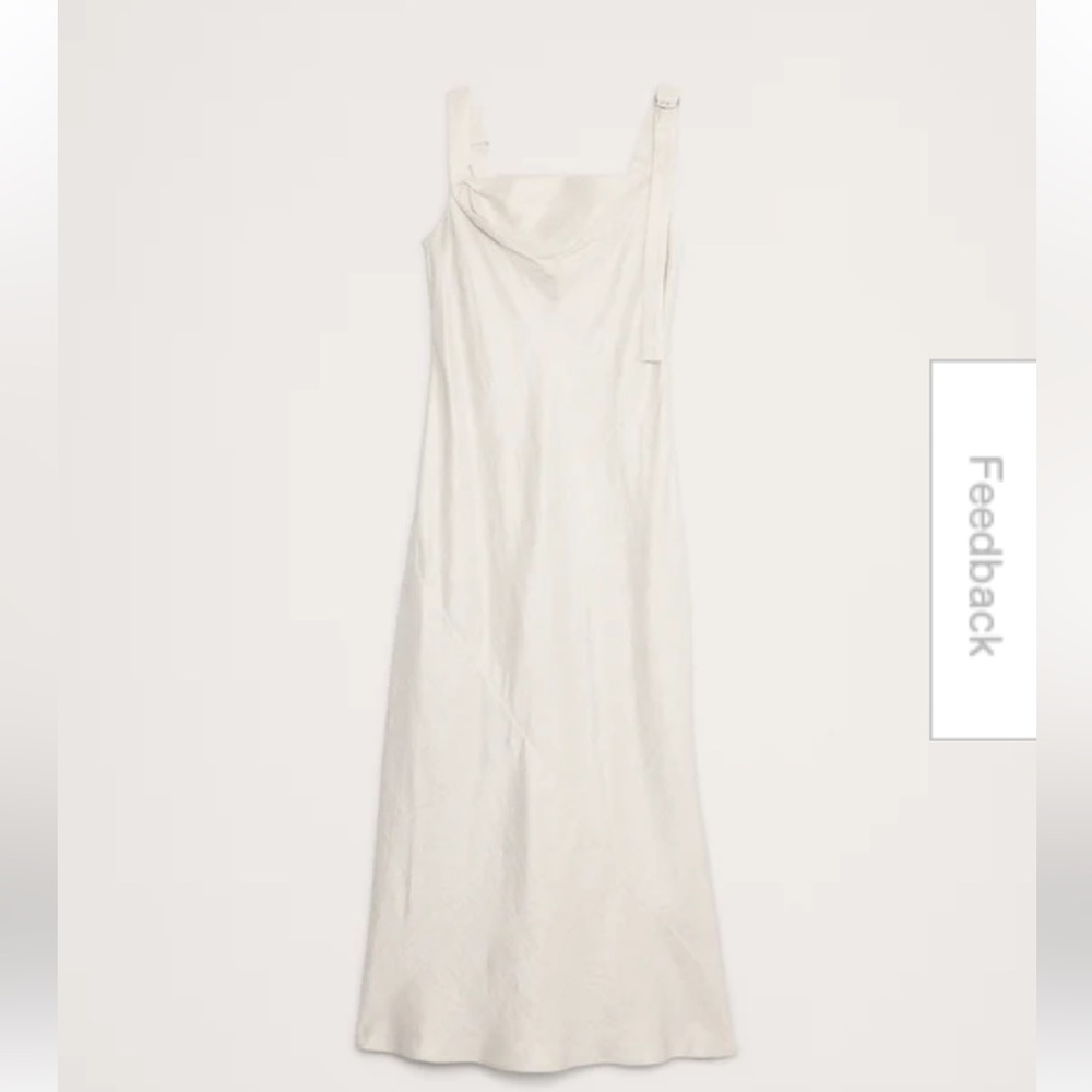 Women's Ivory linen viscose Maxi Dress with Shoulder Tie - Picture 3 of 3